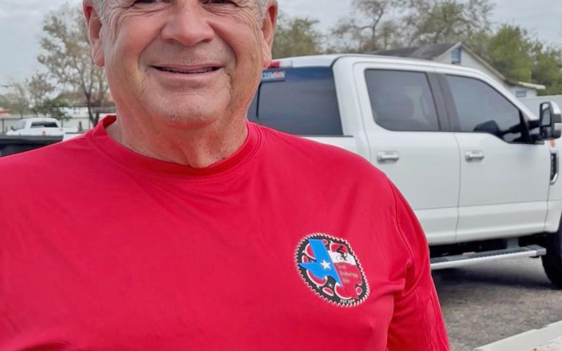 THE COOK Bruce Saltalamachia from Louisiana fixed smoked pulled pork for the bicyclists as they headed from Lubbock to Houston in honor of fallen first responders from our area.