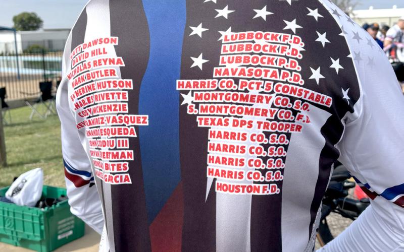 REMEMBER Names of the fallen first responders being remembered in this ride are on the backs of each participant.