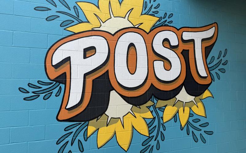 NEW THINGS POPPING IN POST The brightly-hued mural at the Post Community Center, painted by Cal Johnson, captures the spirit of revitalization efforts already underway thanks to a new initiative. | POST DISPATCH