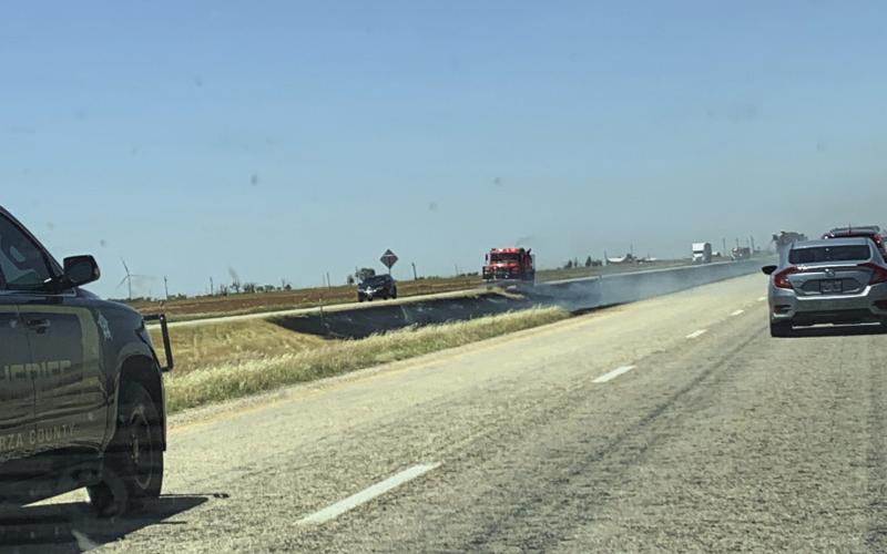 GARZA FIRES The Sheriff’s Department and the Volunteer Fire Department kept busy during Memorial Day weekend including putting out fires west of Post, in the median of 84. Although the cause is unknown, Sheriff Terry Morgan says, “This time of year, with it being so dry, a lot of times a chain from a trailer can make a spark and ignite it.” | ANNA GIBSON PHOTO