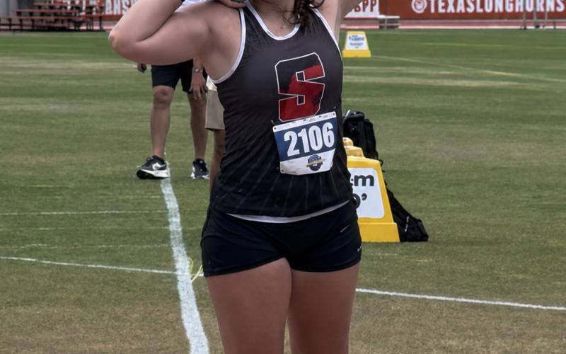 ELITE EFFORT Audrey Lee of Southland High School competes in the shot put during the UIL State Track and Field Meet on Saturday, May 16, in Austin. | RUSS MORRIS