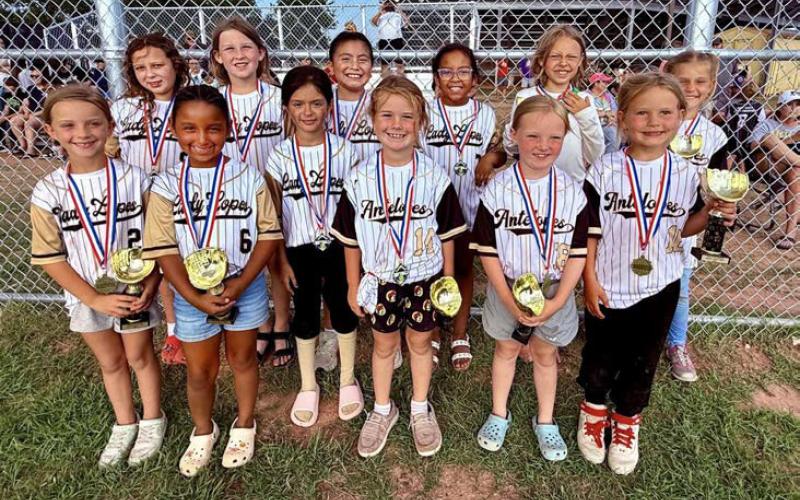 7/8 SOFTBALL Back Row: Maiya Ayala, Ava Dennison, Isabella Montoya, Khloe Jefferson, Kayla Arredondo, and Zoee Ray. Front Row: Lillian Belongia, Nohely Hernandez, Baylea Ramirez, Kennedy Beck, Hadlei Molnoskey, and Samantha Tadlock. | COURTESY PHOTO