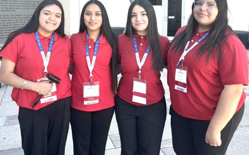 STATE BOUND Members of Post High School FCCLA are state qualifiers in parliamentary procedure and will represent Post at the State competition in Dallas April 9–11. Team members from left, are Alexa Contreras, Madison Contreras, Elizabeth Acosta and Yesenia Saucedo. | COURTESY PHOTO