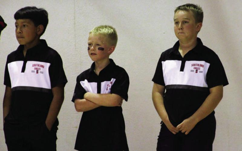The Southland Eagles have three student managers for the football team., Adam Rodela, Mattox Johnson, and Jaxon Johnson. The student managers play an important role in assisting the coaching staff and players with what they need. The most common duties include hydration and handing out water bottles to the players, keeping up with footballs, and even running plays during practice sessions with the players. Photo by Elizabeth Jackson
