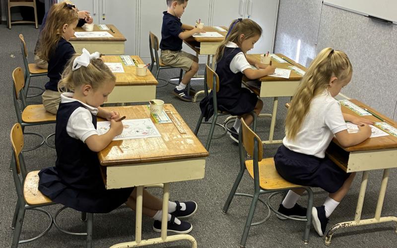 FAITH FOUNDATIONS Students participate in a classroom activity at Caprock Christian Academy, which is now enrolling for 2026-27 school year. | COURTESY PHOTO