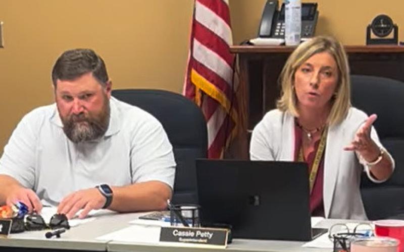 ACCOUNTABILITY PLAN Post ISD superintendent Cassie Petty and board president Jett Lott address the board with encouragement and presentation of the state’s accountability system and plan for increased student success. Full videos can be viewed at The Post Dispatch Facebook page. | STAFF PHOTO