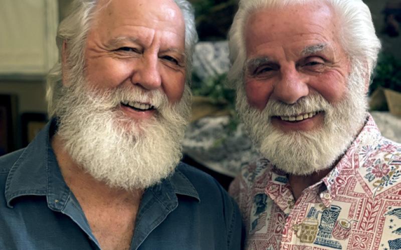 POLK BROTHERS Chip Polk (left) and his brother Glenn pause for a moment after a full tour of the Ragtown Gospel Theater and conversation about the upcoming Elvis tribute show. “We are starting to resemble The Muppets,” they said, “and we are okay with that.” | PAULA JACKSON PHOTO