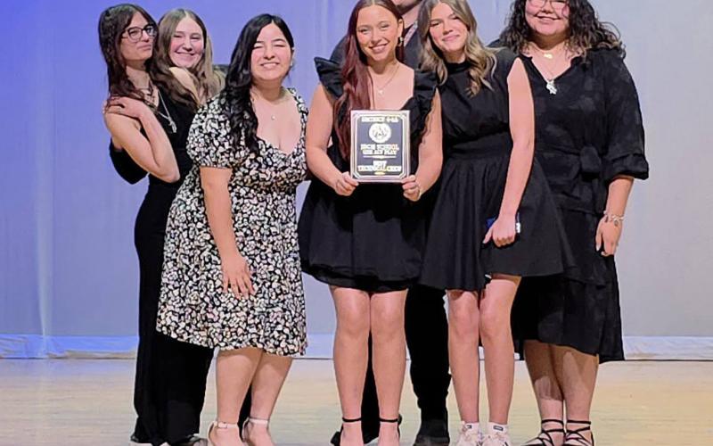 BEST TECH CREW Members of the Post High School One Act Play technical crew receive the Best Technical Crew award at the District 4-2A contest. | COURTESY PHOTO