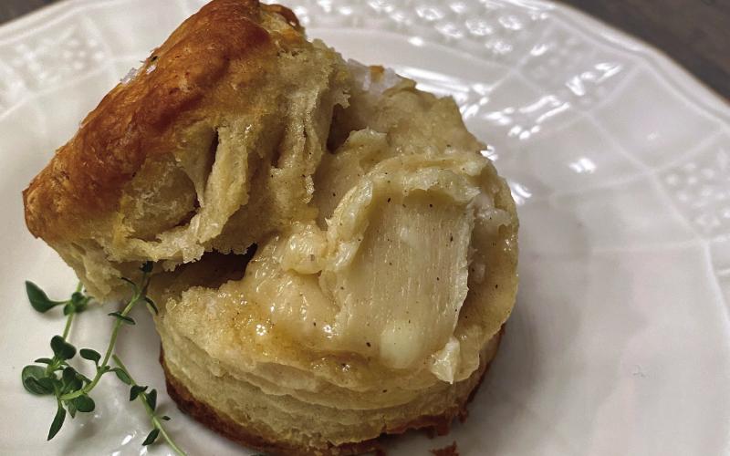 Herbs baked in a buttery flaky biscuit