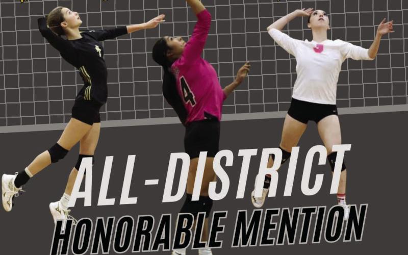 ALL-DISTRICT All-District Honorable Mention honors went to Ryleigh Matus, Faith Sanchez, and Kaylie Zapert. Academic All-District were Faith Sanchez, Ryleigh Matus, Kaylie Zapert, Alex Hernandez, Shaylee Pope, Nyrah Soto, Hanna Krauser, Serenity Sanchez, Adriana Rangel Karmon Mullins. | COURTESY GRAPHICS
