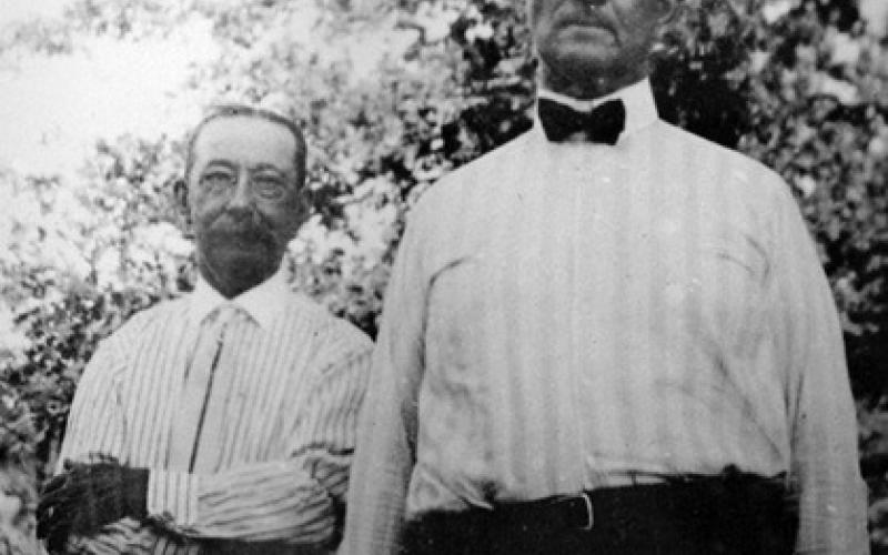 PARTNERSHIP E.W. “Shorty” Clark (left) was a key business associate of W.E. Connell (right) in the early 1900s. He partnered with Connell and John Scharbauer in acquiring ranch lands in Garza and Kent Counties, which together became the OS Ranch. | PHOTO PROVIDED BY CONNELL MANAGEMENT LLC
