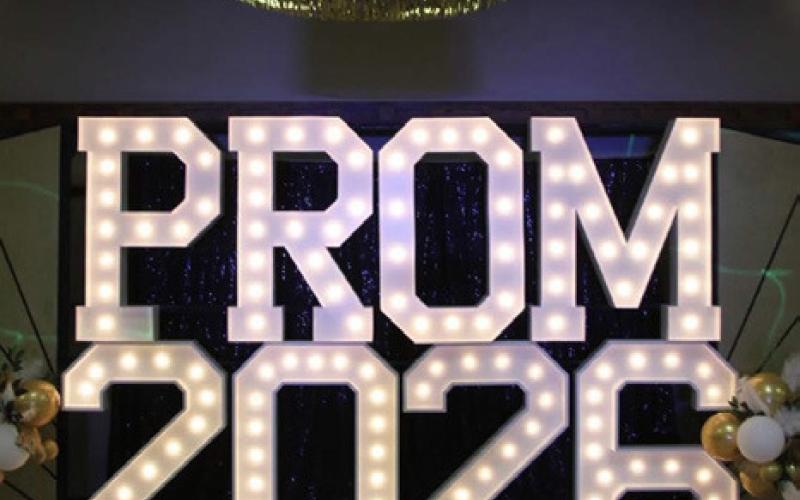 POST PROM NIGHT “PROM 2026” letters created a focal point for Post High School’s Great Gatsby-themed prom on April 18 at the Post Community Center. | WHITNEY DORSETT