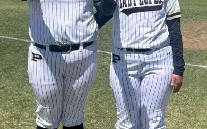 SENIOR DAY Azuray Landa (left) and Zailey Perez powered the Lady Lopes at the plate, hitting back-to-back home runs in windy conditions to fuel a 15-10 Senior Day win over New Home in a back-and-forth game. | COURTESY PHOTO