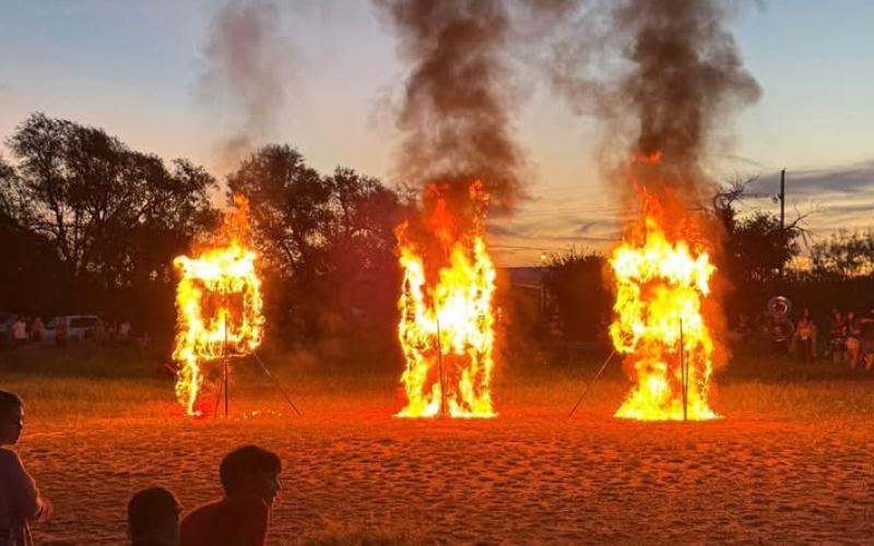 BURNING LETTERS Post ISD held its third annual letter burning during the homecoming spirit week at the Post Stampede Rodeo grounds. The letters are wrapped with fabric from old clothing, blankets and towels. | RYLAN MORRIS PHOTO