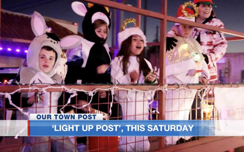 POST PERSONALITIES appeared on Lubbock’s television morning shows Dec. 3 to promote Light Up Post 2025. | COURTESY PHOTOS