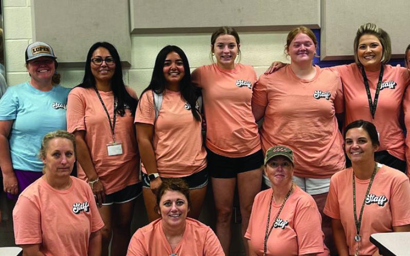 2024 SUMMER REC staff from back row left, AB Flowers, Heather Hill, Lauren London, Loretta Guiterrez, Nyrah Soto, Hanna Krauser, Rylie Schoonover, Amy Guthrie, Brailey Mason, Azuray Landa, Shanna Walkup, Katie Cruz. Front row, Sue Tidwell, Jona Jones, Summer Rec Director Marlana Miller, Taylor Belongia and (not pictured Kody Osborn).