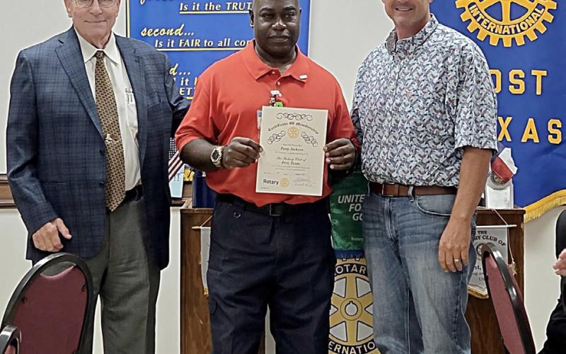 POST ROTARY Terry Jackson was formally inducted into the Rotary Club of Post Aug. 5. Jackson is a counselor at the Juvenile Detention Center and has shared a great deal on the importance of child awareness and parenting. | COURTESY PHOTO