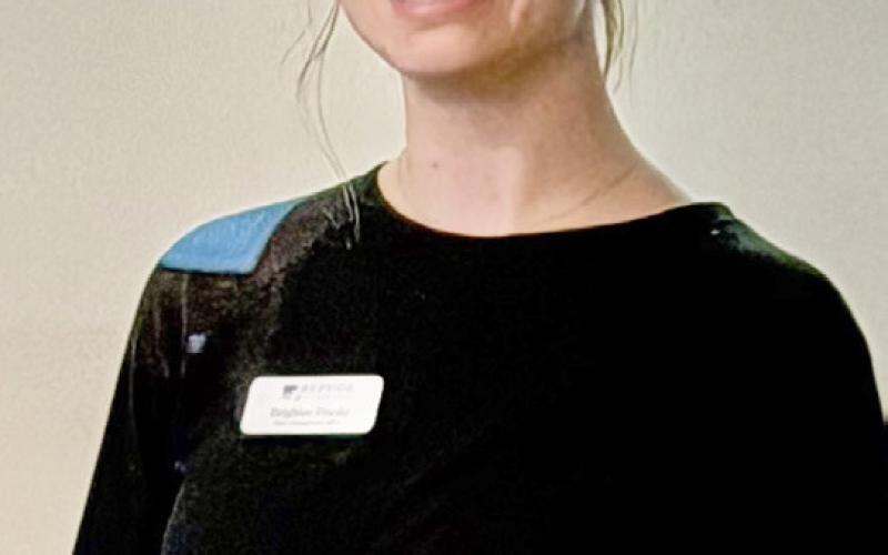 HOPE AND HEALING Beighlee Franks, MBA, donor engagement specialist for The Refuge, spoke to members of the Post Texas Rotary Club during the club’s meeting Tuesday, May 19, sharing information about services offered through The Refuge to support healing, therapy and recovery for individuals facing a variety of challenges.