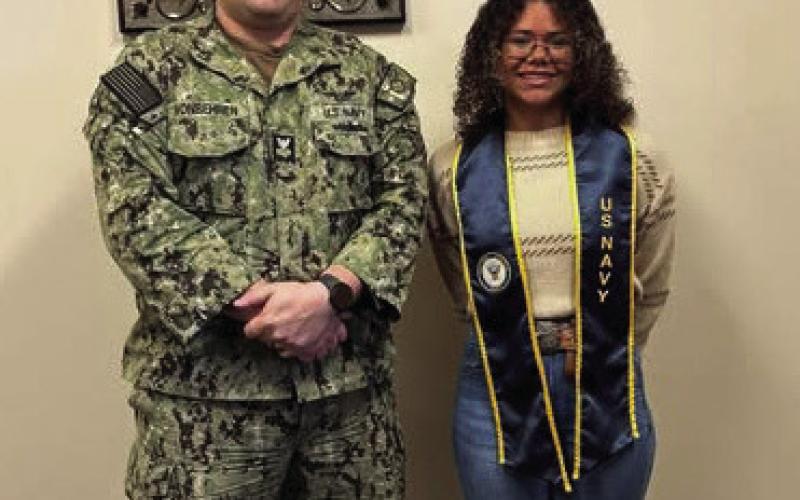 POST TO U.S. NAVY Congratulations to Zemicka Foy as she recently completed her contract signing and swearing in ceremony to the U.S. Navy, Wednesday, April 16, 2025. | COURTESY PHOTO