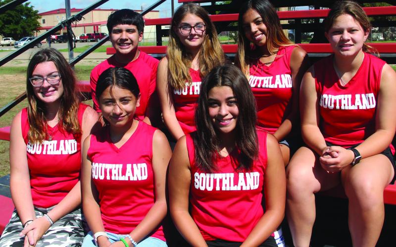 Top row left to right Nathan Valdez (FR), Trinity Arocha (SO), Ta’Tiana Flores (FR), and Brailey Nelson (JR). Bottom row Audrey Lee (FR), Natalie Macias (FR), and Lizzy Gonzales (FR). Not available for the photo is Jaleen Levario (SO). Photo by Elizabeth Jackson SISD