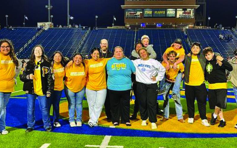 HONORED BAND Several Post ISD band students were honored members of the San Angelo Ram band at the game on Saturday, November 2. San Angelo alumni, band director Russell Dean, and assistant director Nikki Moore took the students to play alongside the college band. Post ISD is grateful to give the students an early collegiate experience and tour. | COURTESY PHOTO