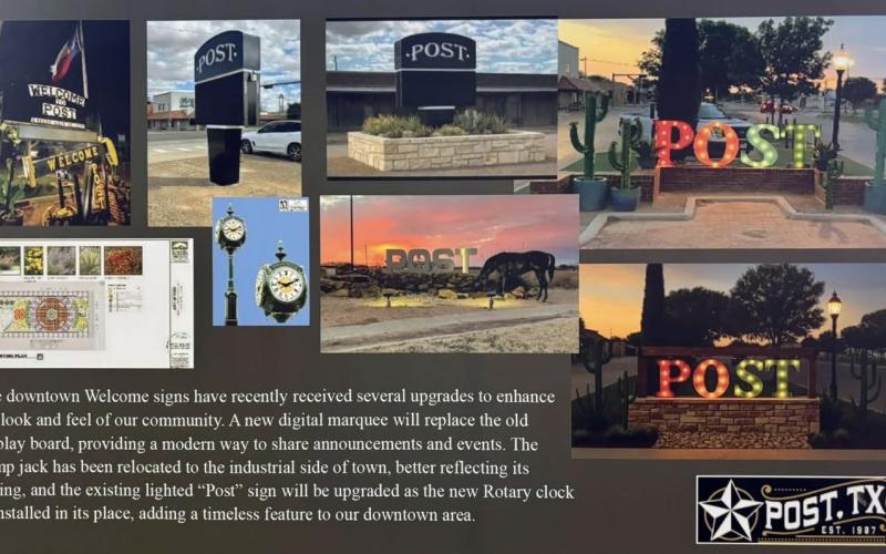 WELCOMED ENHANCEMENTS Post is undergoing upgrades and facelifts, including improvements to welcome signs, through a collaborative effort among local organizations to enhance the community’s appearance. | COURTESY PHOTOS
