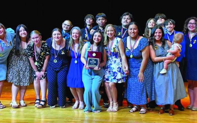 OAP TO REGIONAL The Post High School One Act Play placed first and will advance to regionals after their performance of ‘Cicada’ at the Area competition Thursday, April 10. They led all schools with straight 1’s for their performance. The following awards were also earned: Outstanding Sound Seth Lee, Honorable Mention Cast Harli McClellan, All Star Cast Adan Gonzalez, and Best Performer Khloe Smith. | COURTESY PHOTO