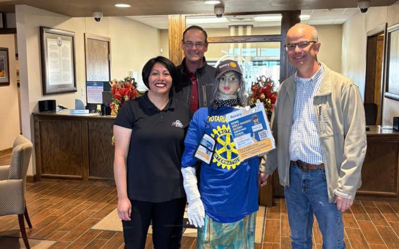 UGLY MANNY QUINN visits local businesses to help the Post Rotary Club raise funds for polio eradication, one stop at a time. “With every stop, Ugly Manny brings us closer to a world free of polio,” said project organizers. | COURTESY PHOTO