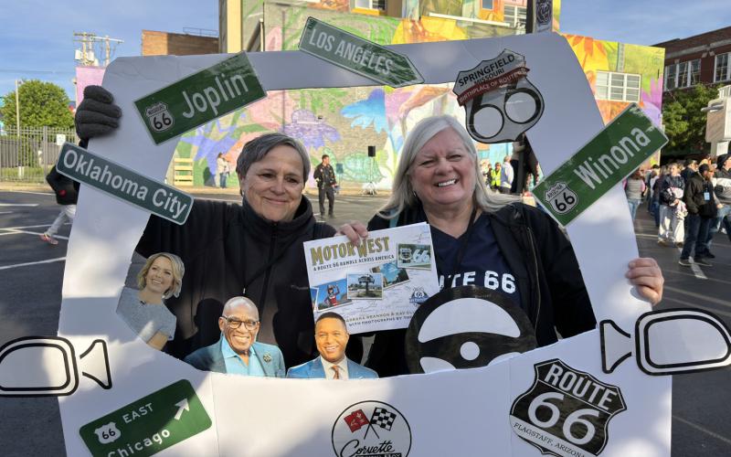 DRIVIN’ IN MY CAR At the new Birthplace Plaza, fans of The Today Show brought some innovative photo props. If you want to get a copy of the book we’re holding, email us at Route66Ramble@gmail.com or find it on Amazon.com.
