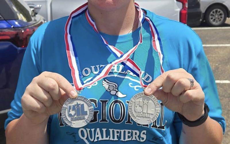 STATE BOUND Southland High School’s Audrey Lee earned two silver medals at the Region 1-2A Track Meet, qualifying to compete at the UIL State Track and Field Meet on May 16 in Austin in both shot put and discus. | COURTESY PHOTO