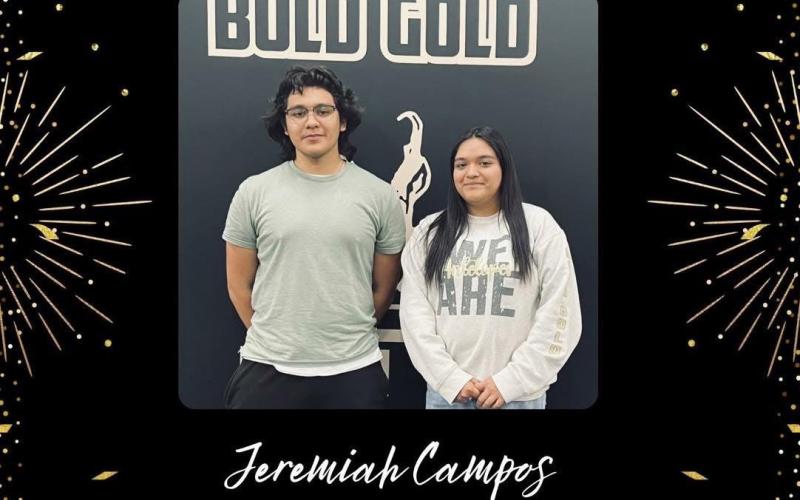 GOLD STANDARD Jeremiah Campos and Alexa Contreras were selected as the 2026-27 Pride of Post Drum Majors and will lead the Bold Gold band during the upcoming school year. | COURTESY PHOTO