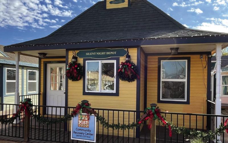 SILENT NIGHT VILLAGE The Silent Night Depot sits front and center at the Silent Night Village, awaiting the Light Up Post event on December 7, 2024. Post, the premier West Texas Christmas destination will use the village to host Santa Land. | STAFF PHOTO