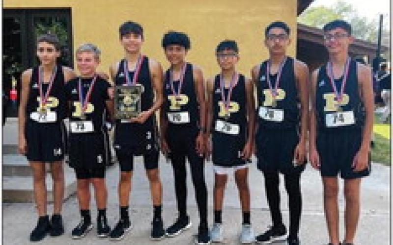 Post Junior High Cross Country Champions include Zakobi Pena, Carter Petty, Alek Garcia, Nelson Esparza, Aiden Rodriguez, Arron Salas, and Enrique Resendez. Congratulations to the PHJS Cross Country Team. Photo Provided