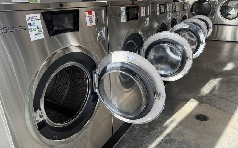 LARGE CAPACITY Washers at Antelope Wash ’n’ Dry are available in multiple sizes to handle everything from everyday laundry to bulky items.