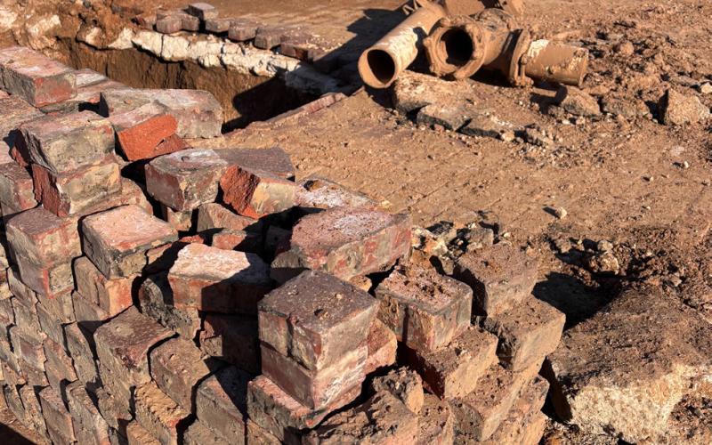 MAIN STREET BRICKS After the water lines are fixed, Sierra Hodge will replace the historical bricks on Main Street. | PAULA JACKSON, POST DISPATCH