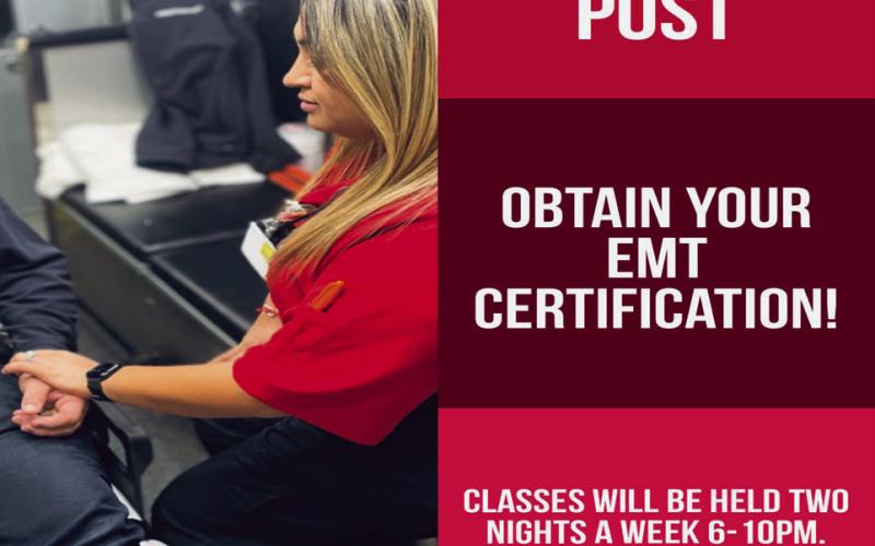 Registration is on March 20, 2023. The first day of class is March 21. Classes will be two nights a week from 6 to 10 p.m. at the Post EMS Station located at 902 N Avenue S. Tuition is $700-Uniform, Books, or CPR class NOT included. Internet access is required. If interested, please contact Tyeson Powers 806-782-2941 or email: tyesonpowers@yahoo.com