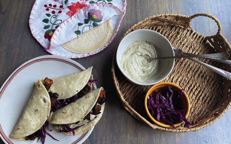 Spiced sweet potatoes, black beans good pair