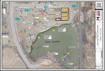 SITE PLANS The city of Post has been applying for park and rec grants through SPAG. The planned improvements include pickleball courts, an exercise court, safe bike trail for preschoolers, refurbished basketball courts, lighting, fishing piers and more hike and bike trails. This is a graphic for review from the engineers. | JACOB MARTIN ENGINEERING