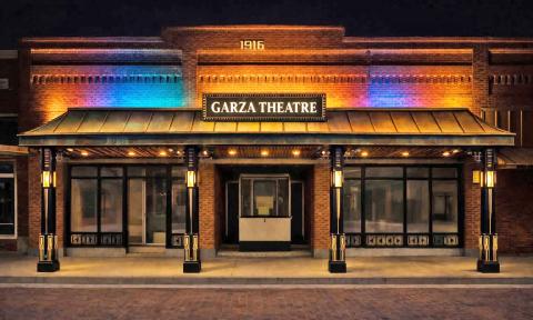 GARZA THEATRE EXTERIOR RESTORATION, NIGHTTIME (RENDERING PROVIDED)