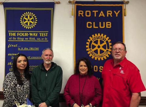 Post Rotarians installed three new members to the civic organization. Susan Collazo, Eddie Pitts and Meg Nelson are shown with President Ron Francis. Post Rotary meets each Tuesday at noon in the Rotary Room at the Post Community Center. Come to a meeting and see what being a Rotary Member is all about. Photo Provided