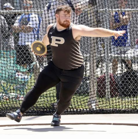 DOUBLE GOLD Mason Wright of Post High School competed in discus at the Region 1 track and field meet May 2. Wright, now a four-time State qualifier, won gold in both the shot put and discus to advance to the state meet in Austin, representing the Bold Gold. | HOLLY CRUTCHER PHOTO