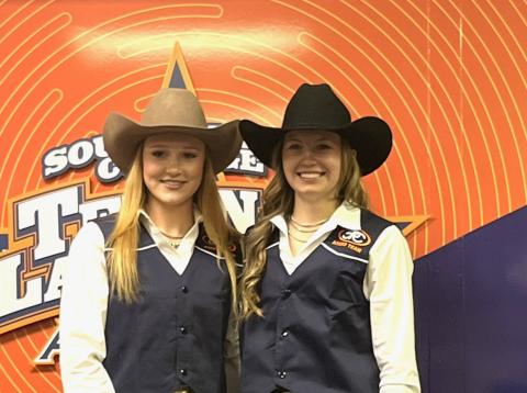 Zaran Kirkpatrick and Sylee Peterson recently signed letters of intent with South Plains College in Levelland. Zaran is a senior at Post ISD and Sylee is a senior at Southland ISD. Both hope to join the college rodeo team. COURTESY PHOTO