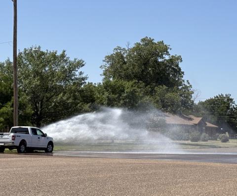 CITY FLUSHES The City of Post flushing water lines is an important part of waterline maintenance. It helps clear rust and sediment, reduces pressure for repairs, and follows TCEQ maintenance schedules all to keep your water safe for drinking. | PAULA JACKSON PHOTO