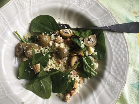 Couscous spinach grain bowl