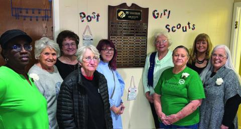 GIRL SCOUTS The group picture is board members and longtime friends (left to right) Pat Cruse, Patsy Bilbo, Marcie Oden, Jinnie Dobitas, Renee Sims, Betty Dennis, Carol Tobias, Jaquita Blevins, and Jenny Francis, and available for the photo, but valued, Voda Beth Gradine. | COURTESY PHOTO