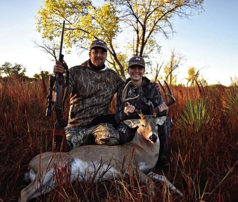DEER HUNTING Nathan Dahlstrom, a local novelist and poet, S. J. Dahlstrom, shares this photo of him and his daughter Livy with her first whitetail buck that was hunted over the last weekend in their Garza County ranch off of highway 651. Dahlstrom writes an outdoor book series about the adventures of Wilder Good. | DAHLSTROM PHOTO