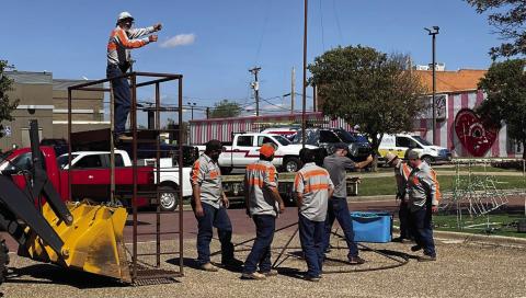 City crews are working to get the Christmas lights ready for the Light Up Post event. The City of Post has designated itself a West Texas Christmas Destination. Photo Provided