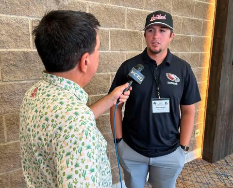 SEASON PREVIEW Southland High School head football coach Austin Moreno was featured July 22 during KCBD-TV NewsChannel 11’s “Pete’s Pigskin Preview,” discussing the Eagles’outlook for the 2026 football season as preparations continue for the upcoming campaign. | COURTESY PHOTO