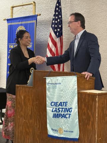 ROTARY LEADERSHIP District 5730 Assistant Governor Troy Tompkins installed Susan Collazo as president of the Post Texas Rotary Club during the club’s annual Installation and Recognition Dinner June 16 at the Post Community Center. | COURTESY PHOTO