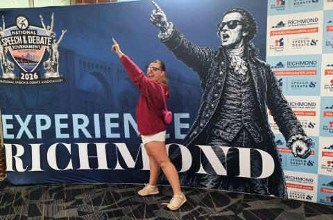 POST REPRESENTED Khloe Smith, Post High School junior, accompanied by her coach, Deborah Garoui, qualified for the NSDA in Richmond Virginia. | COURTESY PHOTO